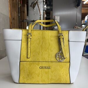 GUESS Two-Tone Yellow & White Tote Bag Delaney